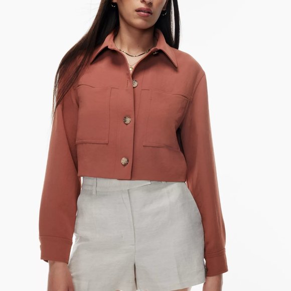 Aritzia Wilfred Little Cropped Jacket in Mocha Sorbet - Picture 1 of 3